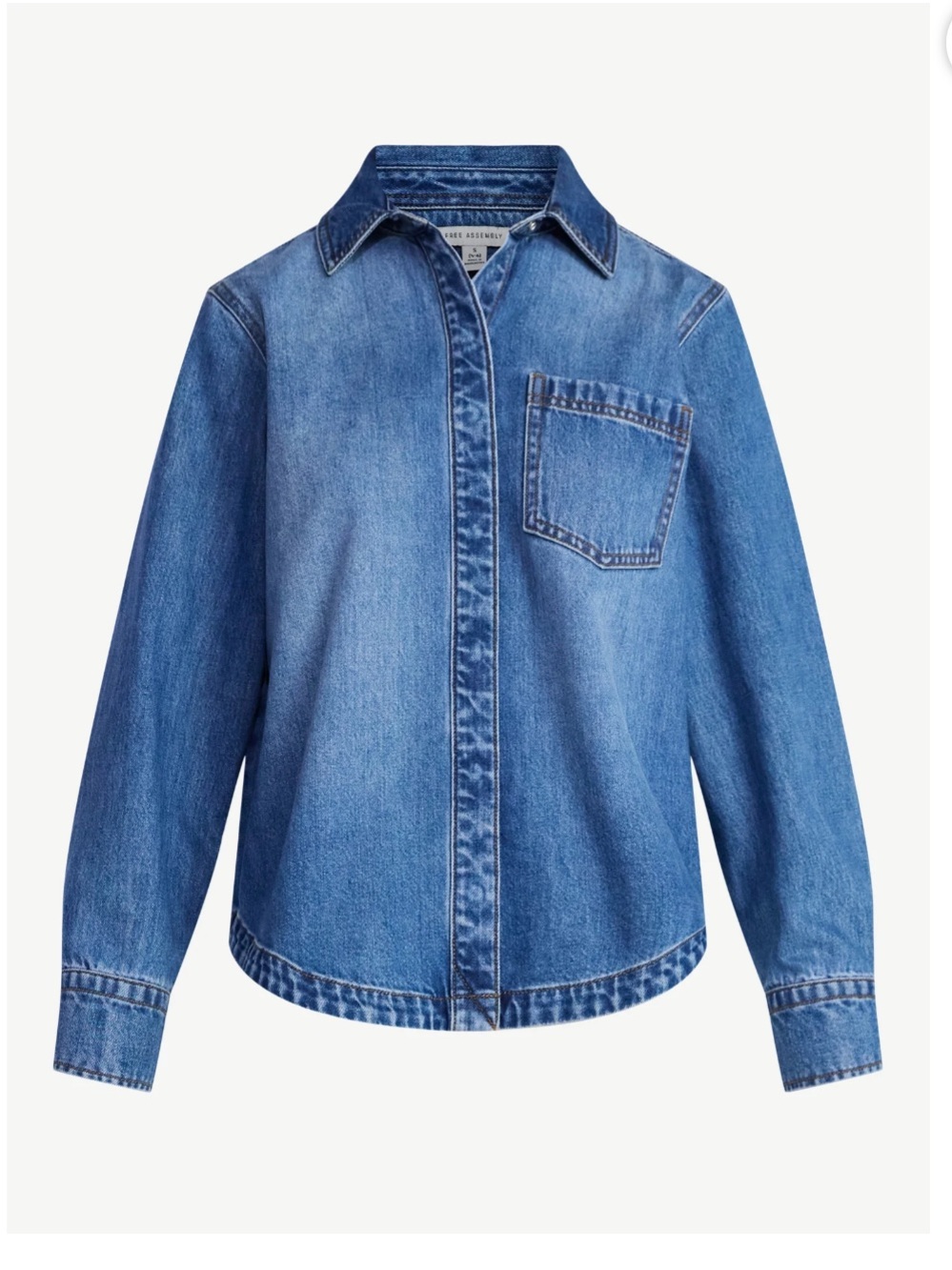 Women's Button Up Denim Shirt with Long Sleeves XS - Picture 1 of 12